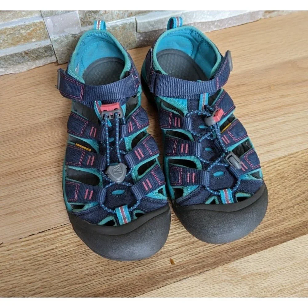 KEEN Girl's Newport H2 Hydro Sandals 1012316 Midnight Navy/Baltic Size 4